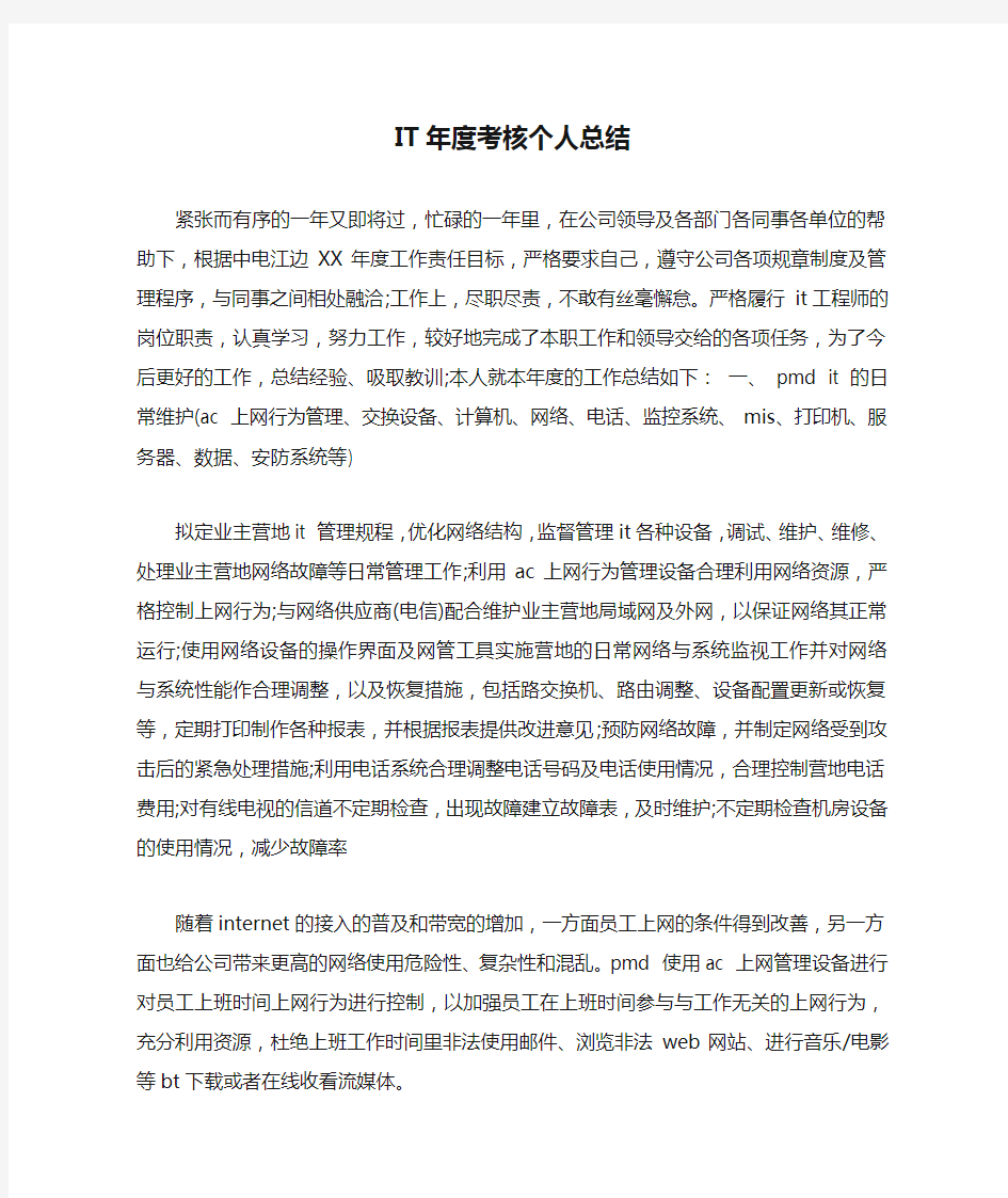 IT年度考核个人总结