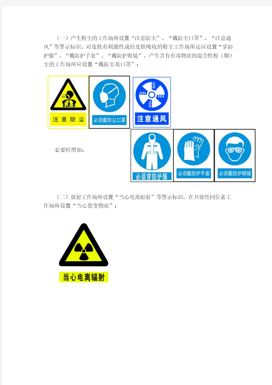 职业卫生警示标识