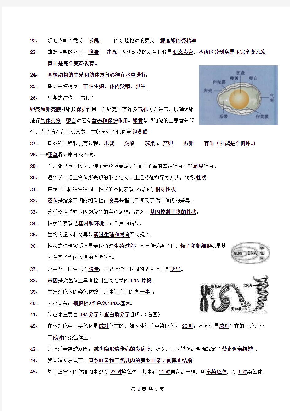 2020-2021年度人教版八年级生物下册全册知识点