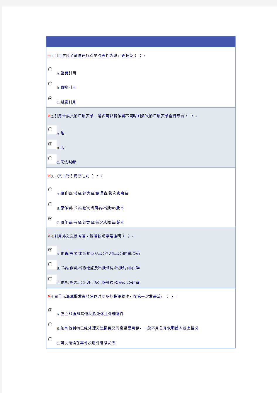 (完整版)厦门大学研究生学术规范问卷测试答案