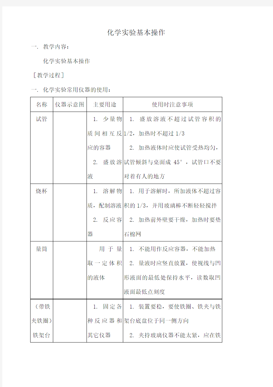 初中 化学实验基本操作