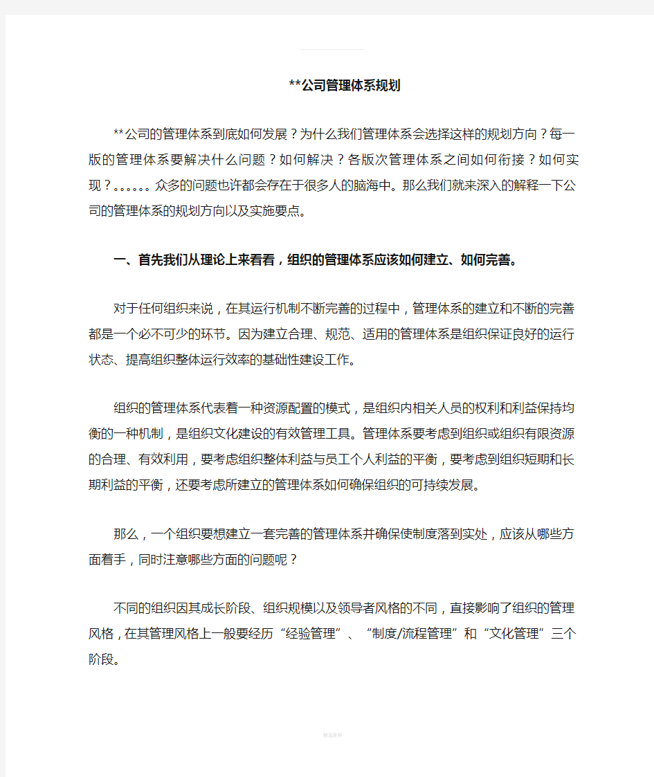 公司管理体系规划(1)