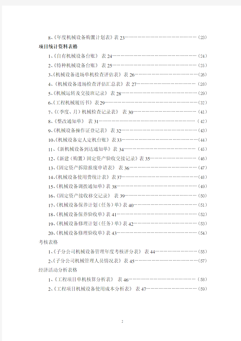 (机械制造行业)机械报表及管理表格