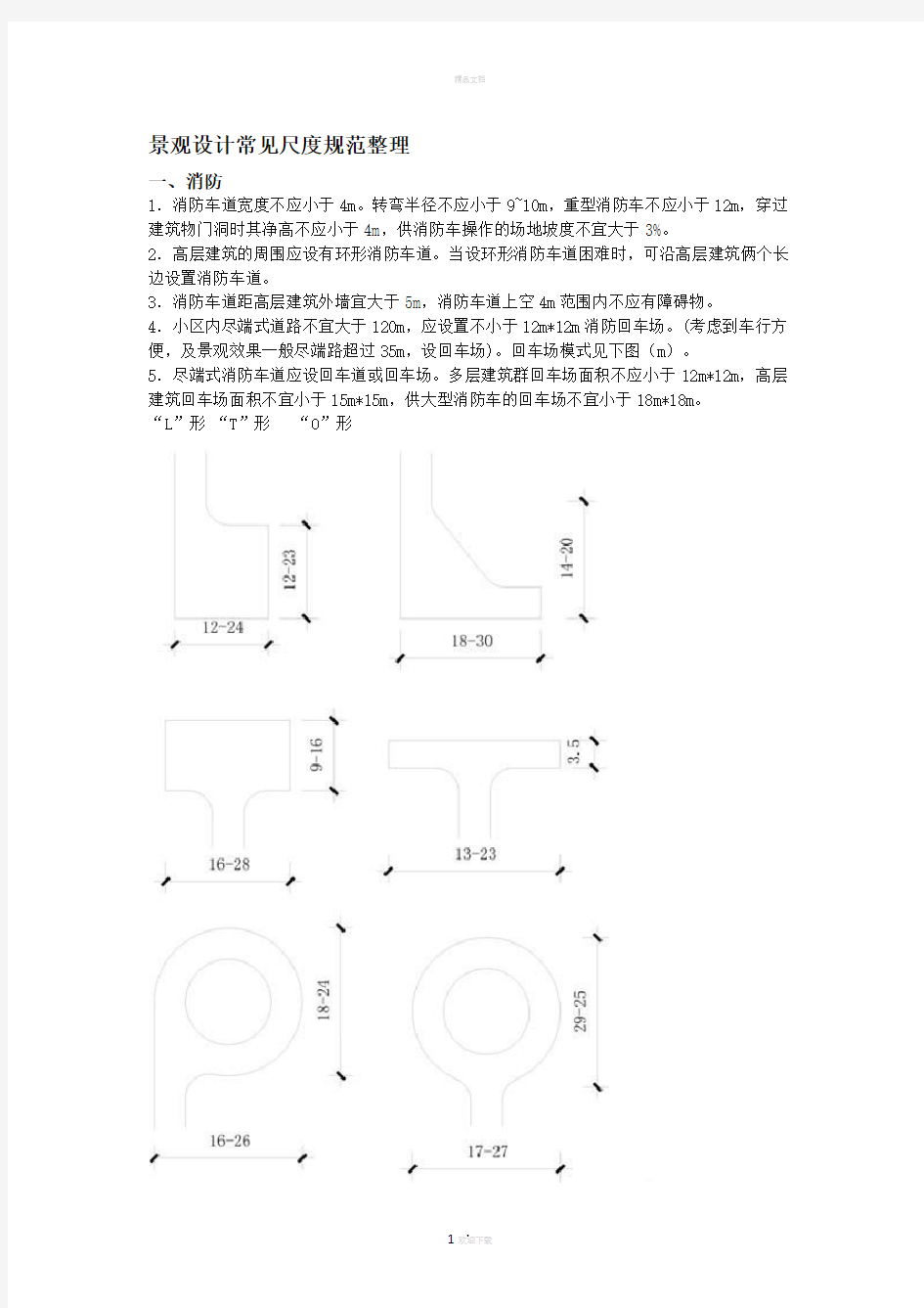 景观设计常见尺寸