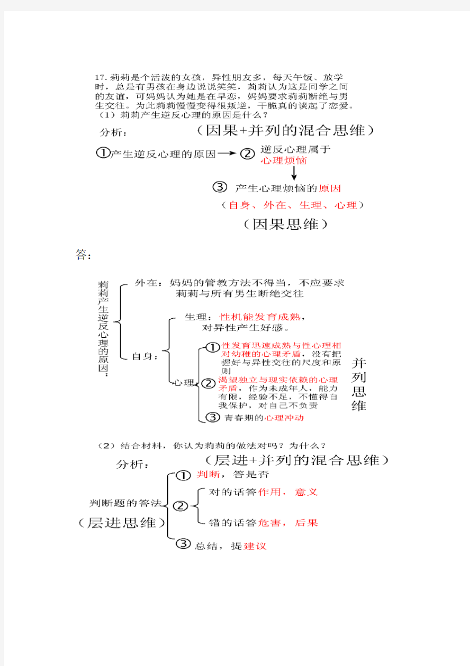 七年级道德与法治五种思维模式、答题技巧.doc