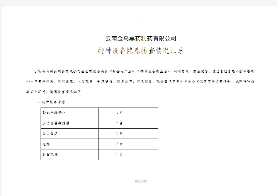 特种设备安全隐患排查