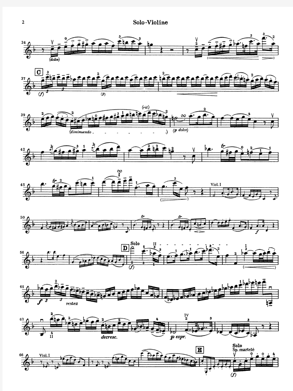 贝多芬F大调小提琴浪漫曲作品50 小提琴独奏分谱