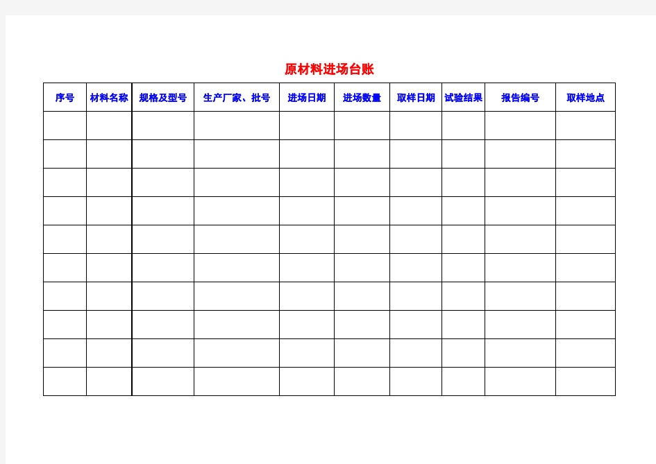 原材料进场台账