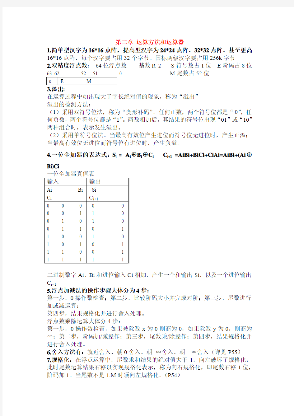 计算机组成 复习资料