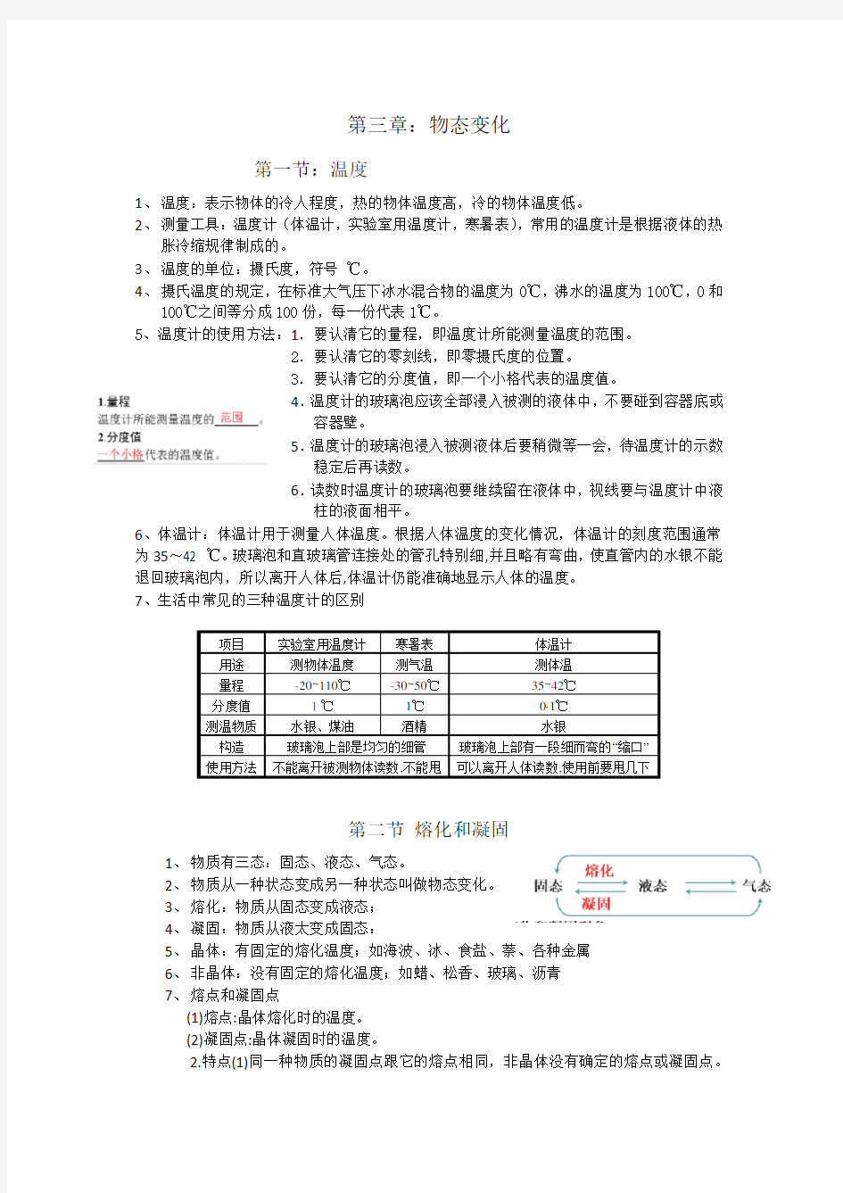 八年级上册物理人教版第三章知识点总结