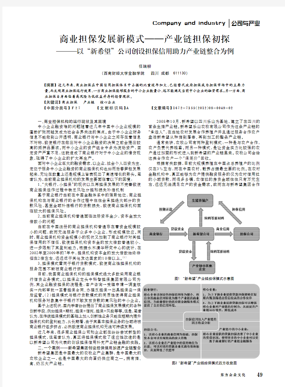 商业担保发展新模式——产业链担保——以新希望公司创设担保信用助力产业链整合为例