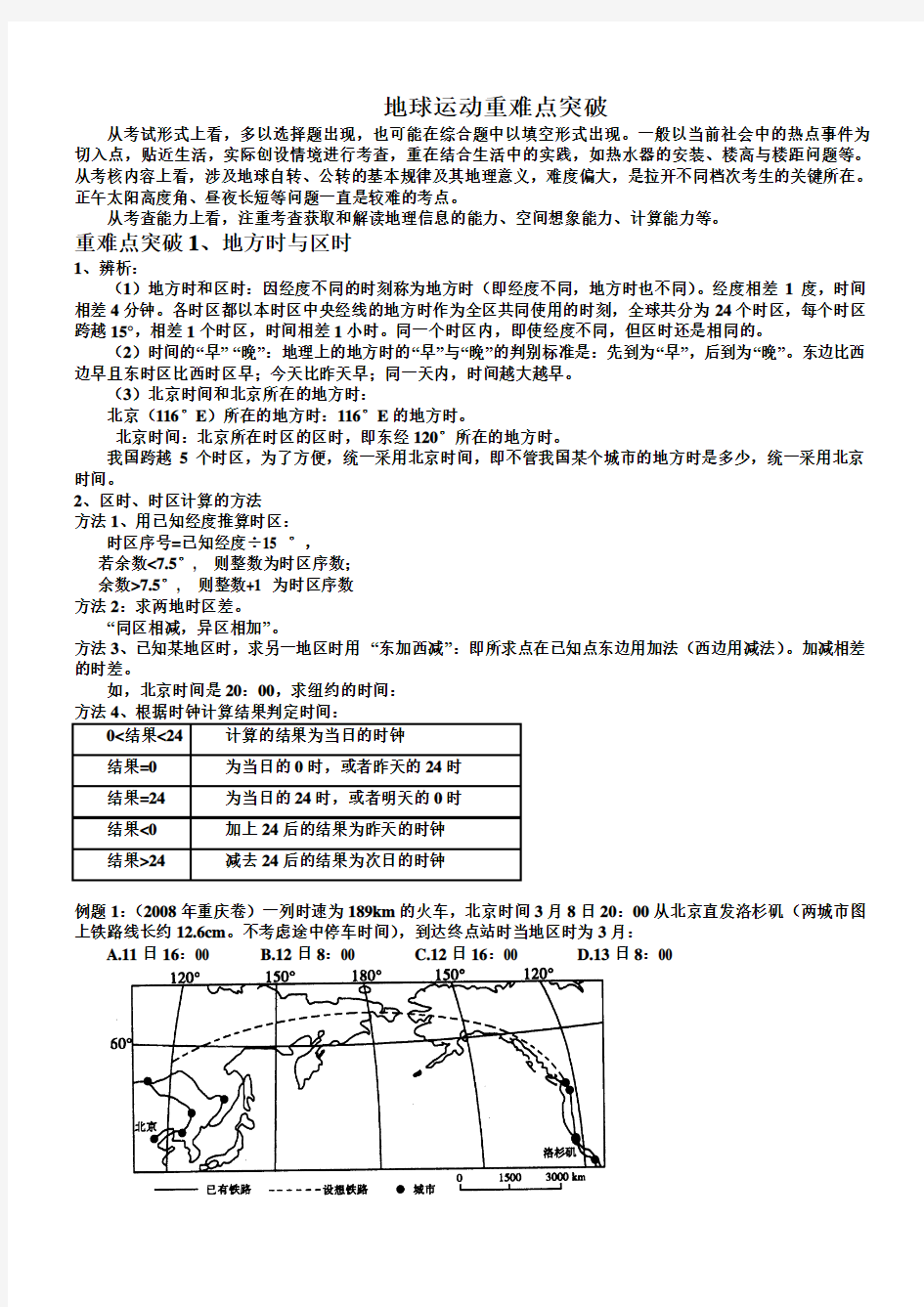 地球运动重难点突破综述综述分析