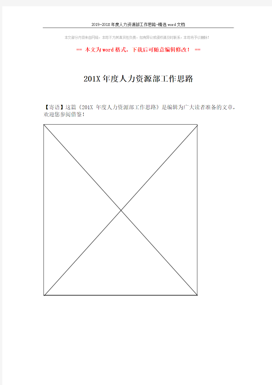 2019-201X年度人力资源部工作思路-精选word文档 (1页)