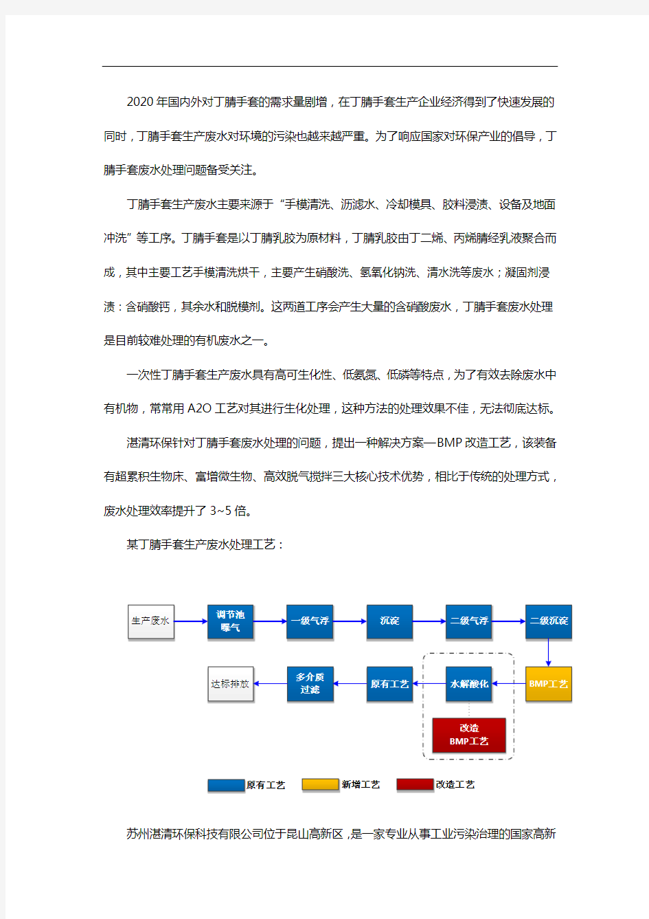 某丁腈手套废水处理方法与工艺