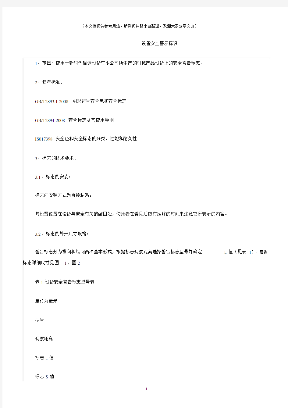 (机械安全)设备安全警示标识.docx