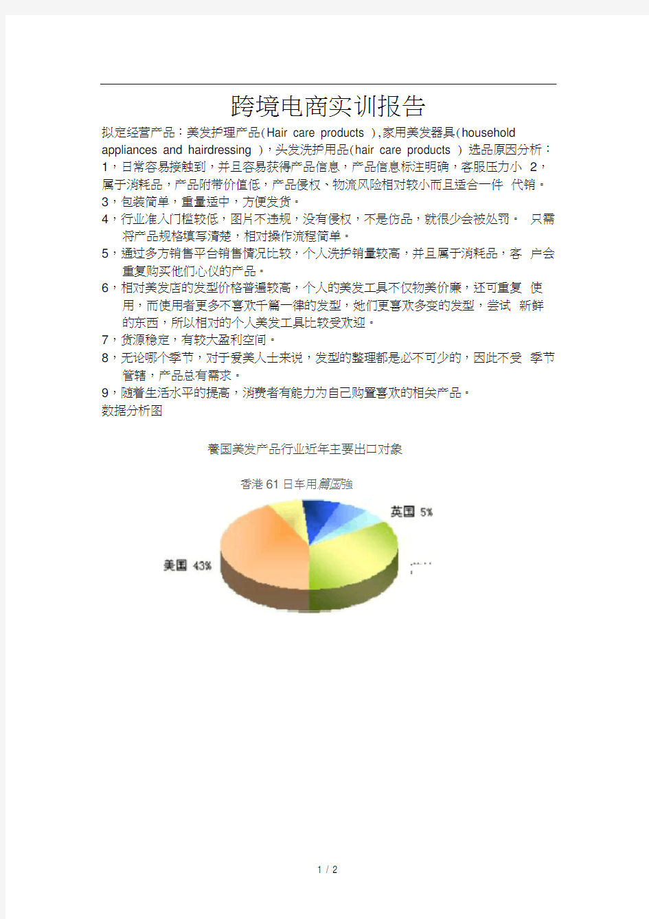 跨境电商实训报告