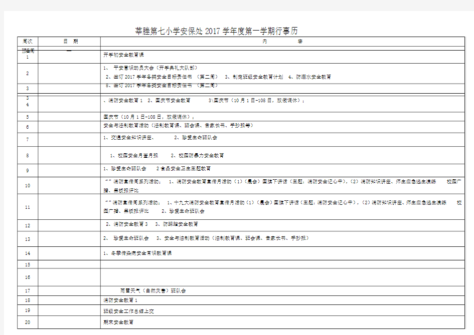 度第一学期学校安全工作行事历34