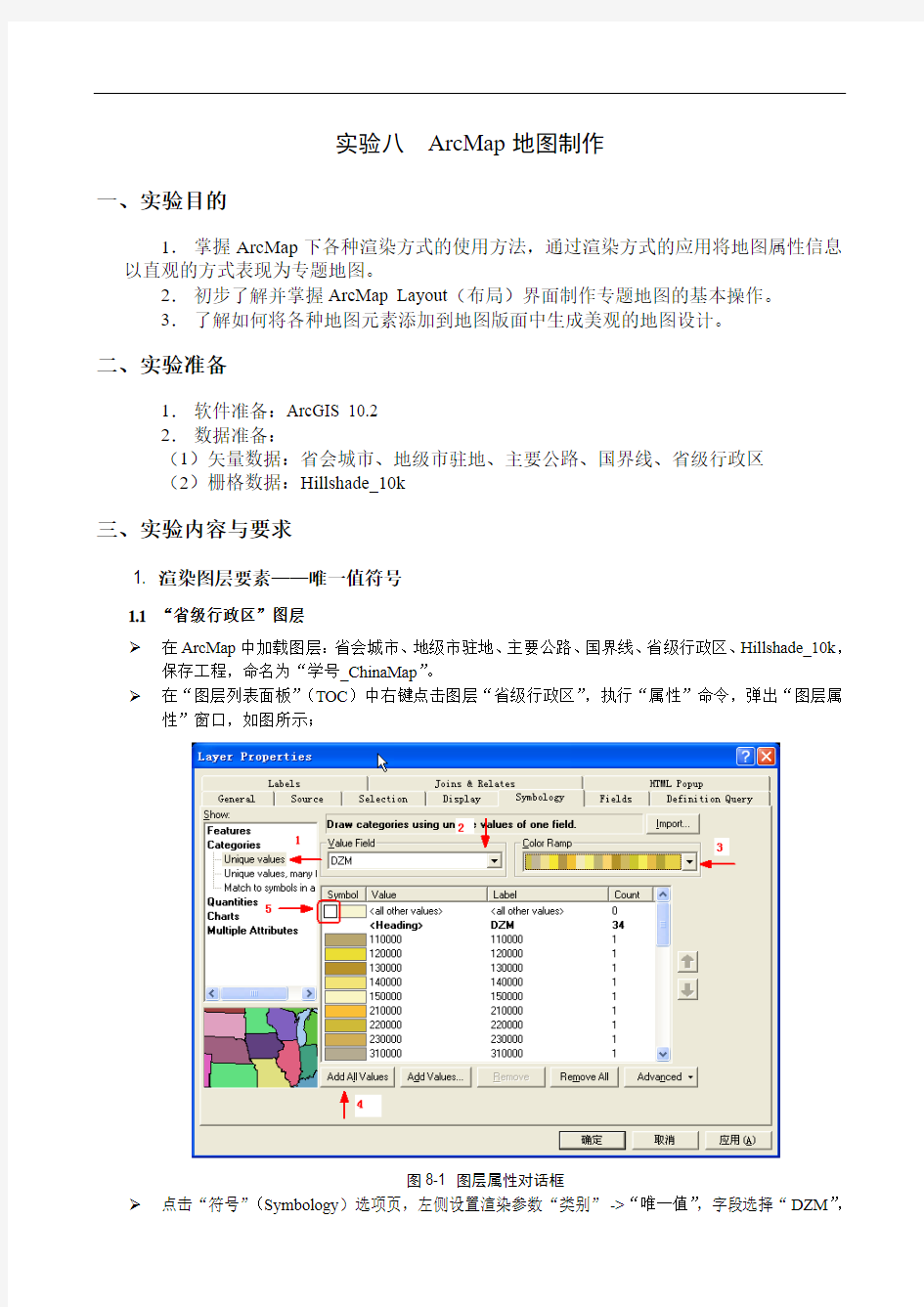 实验指导八 ARCMAP地图制作