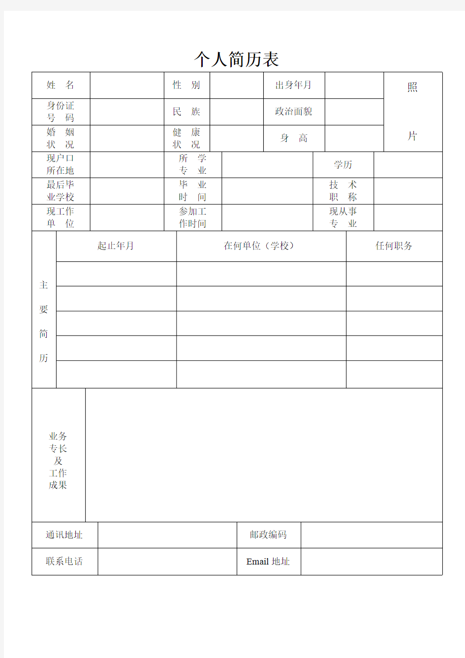 个人简历表格大全(可编辑修改word版)