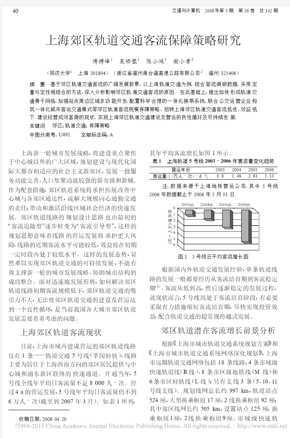 上海郊区轨道交通客流保障策略研究_傅搏峰