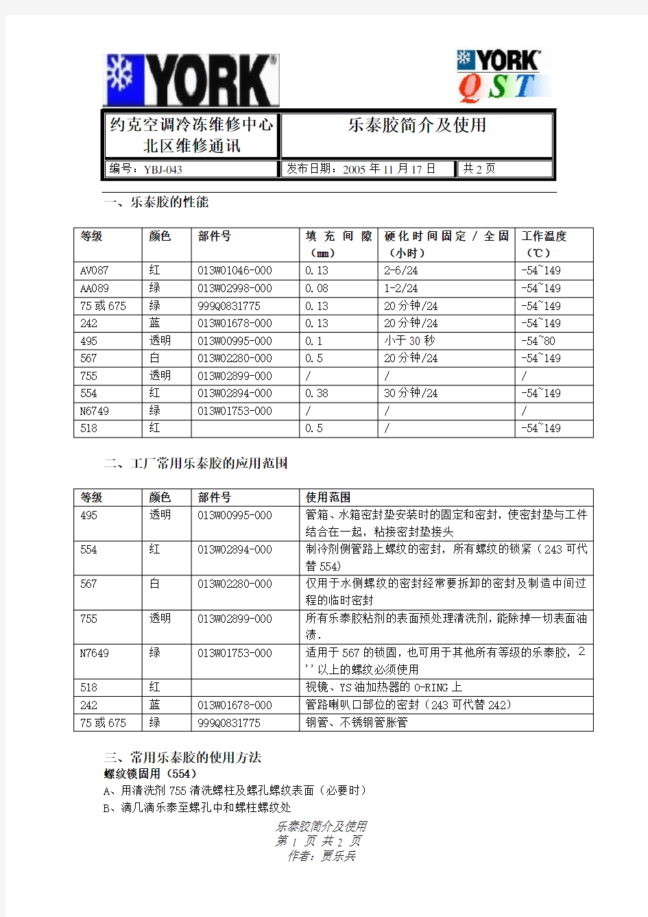 乐泰胶简介及使用