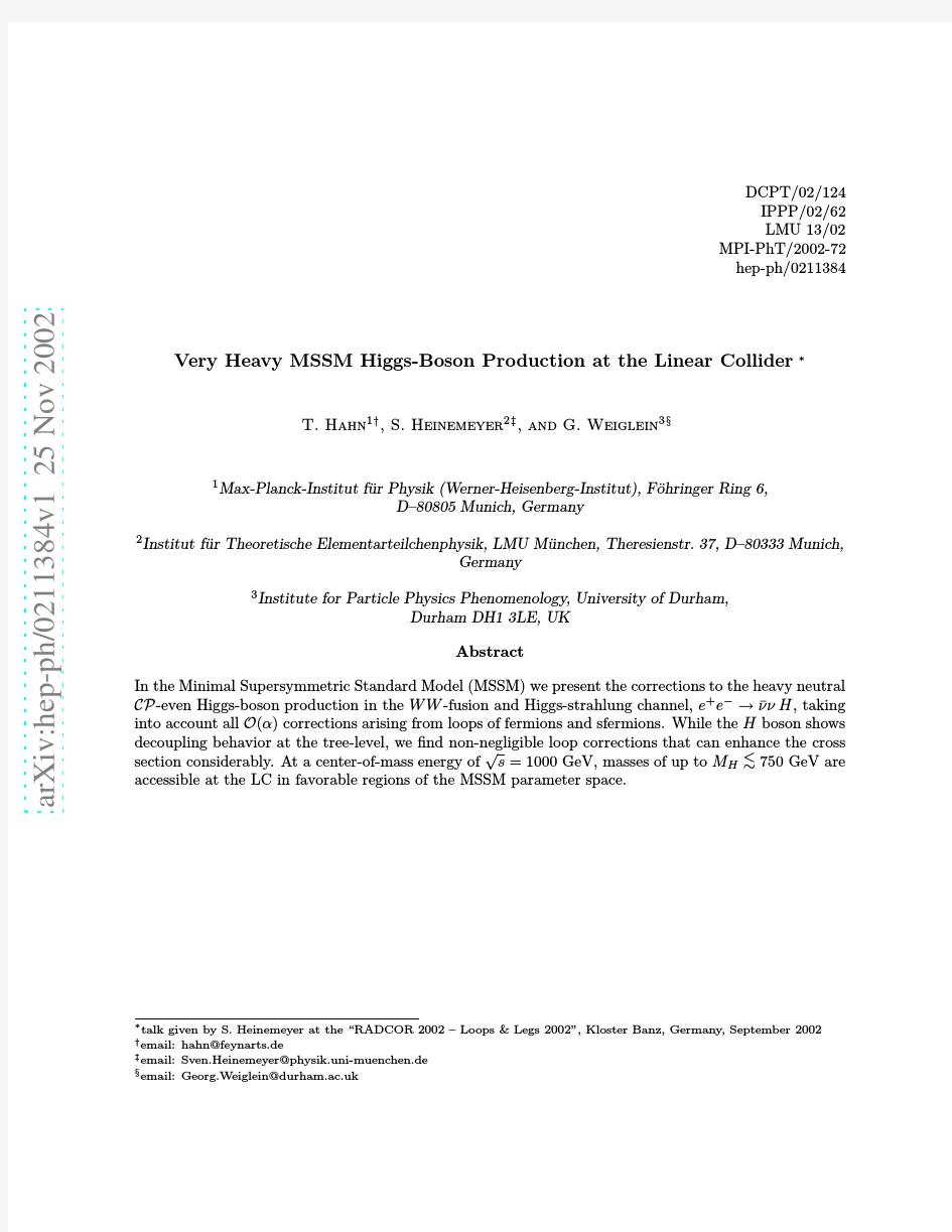 Very Heavy MSSM Higgs-Boson Production at the Linear Collider