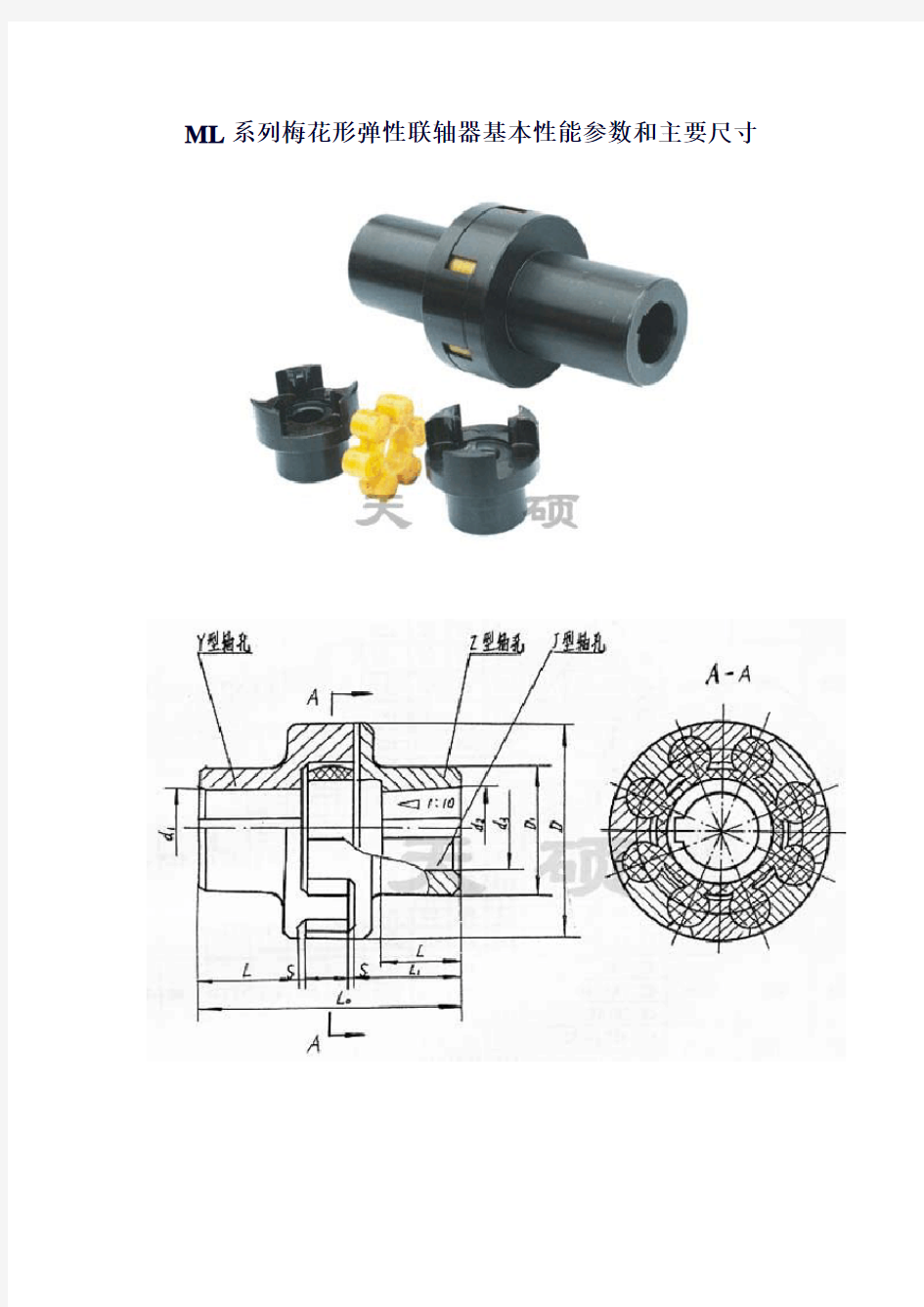 梅花型联轴器参数