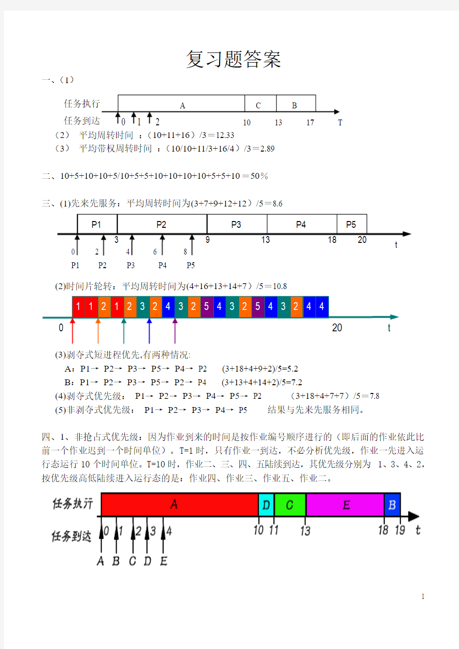 操作系统复习题答案计算题