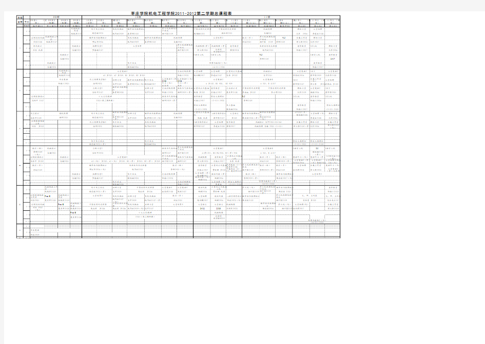 2011-2012学年第二学期课程表