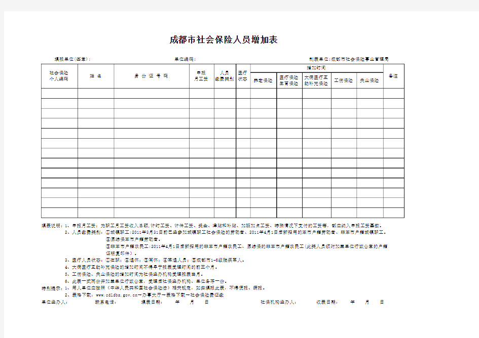 成都市社保人员增加表