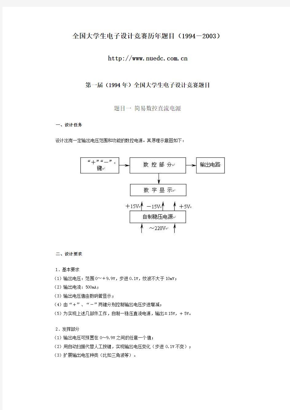 (1994-2003)历届全国电子设计大赛题目