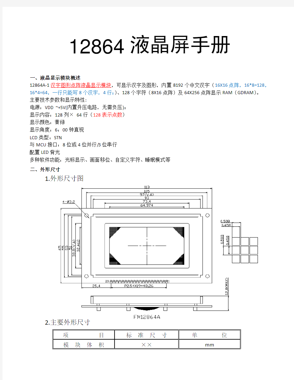 12864液晶屏使用手册