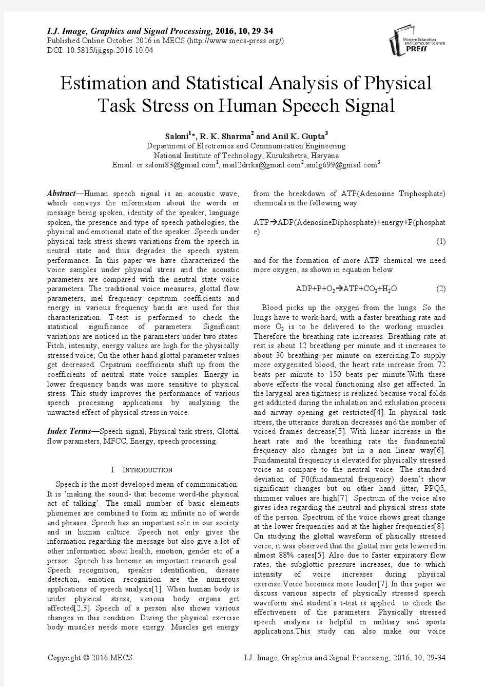 Estimation and Statistical Analysis of Physical Task Stress on Human Speech Signal(IJIGSP-V8-N10-4)