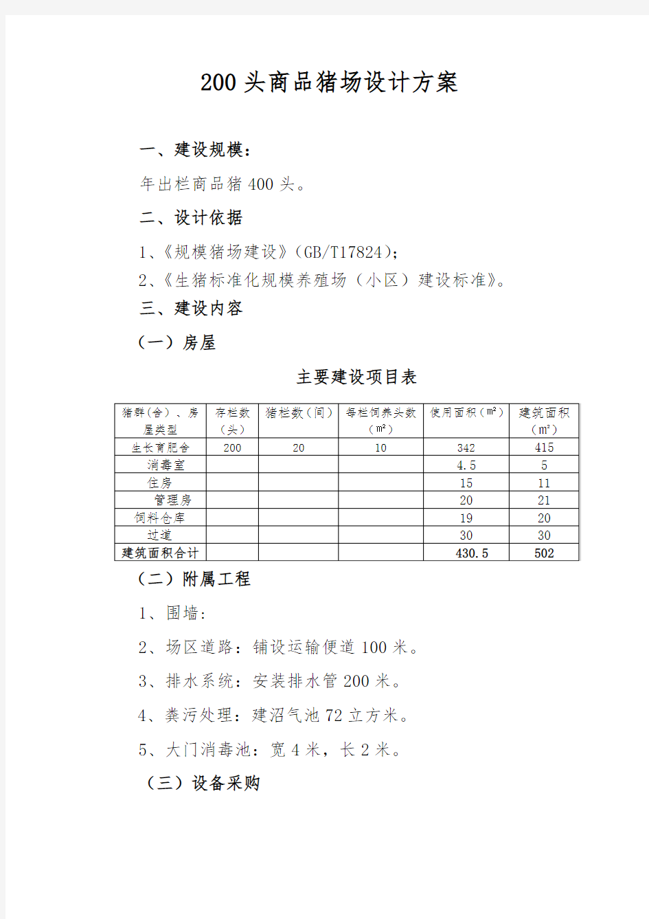 200头商品猪场设计方案