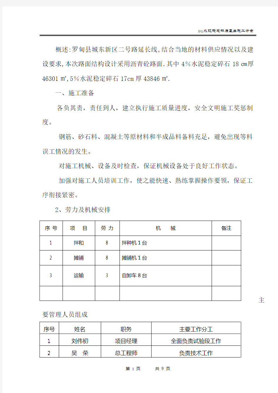 (完整word版)5%水泥稳定碎石基层施工方案