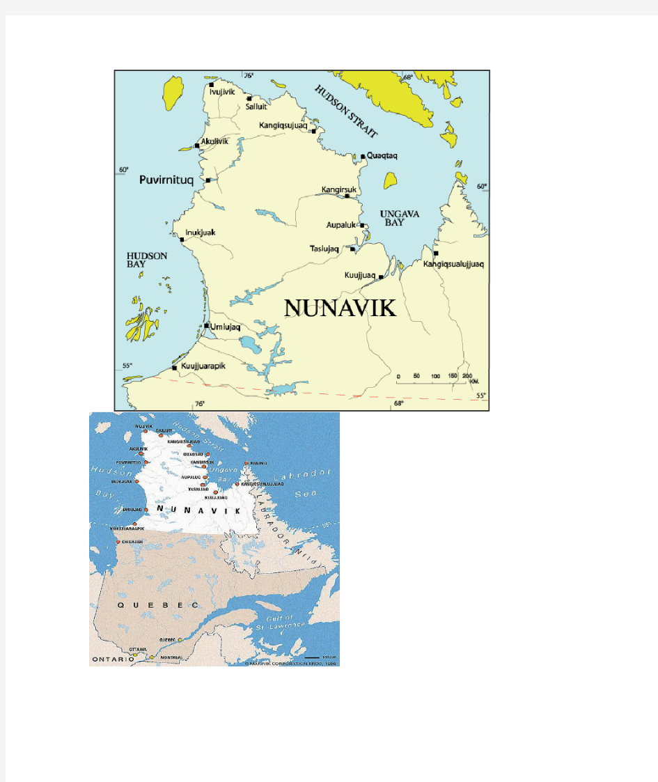 加拿大北部努纳维克地图