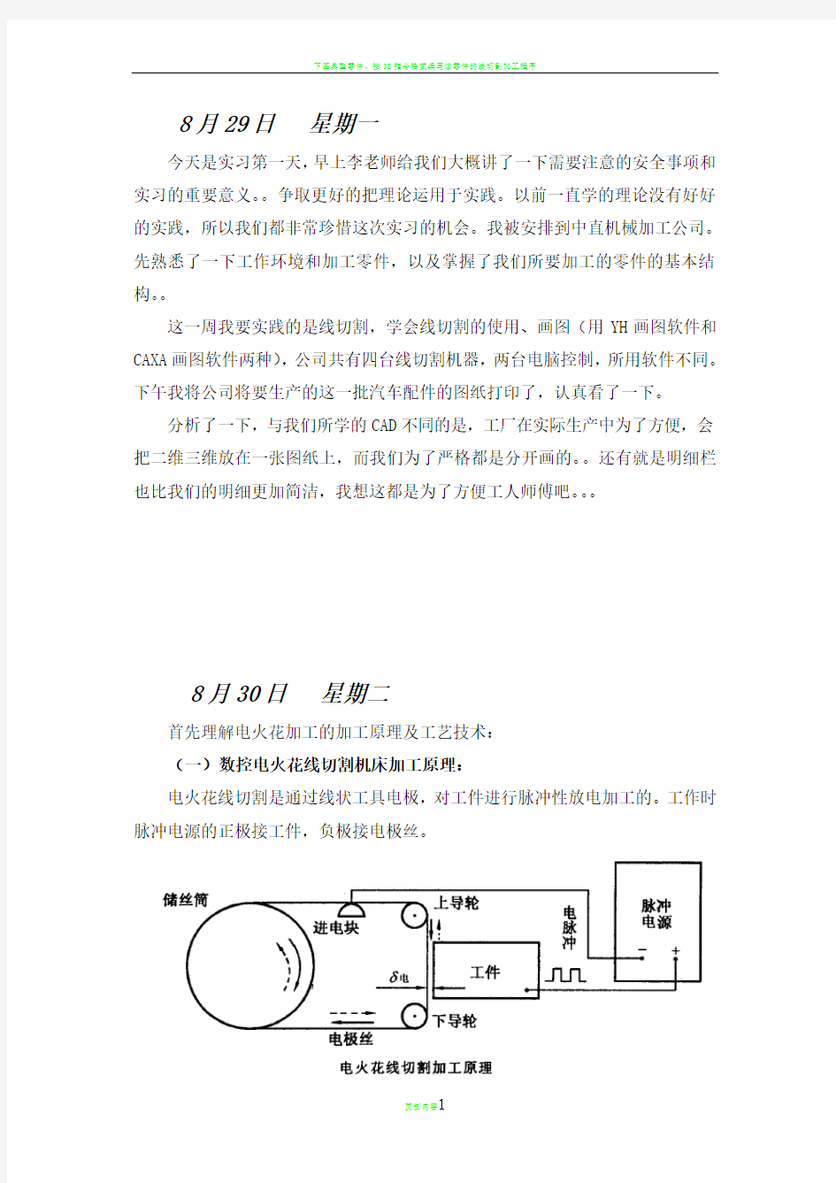 线切割实习报告(一)