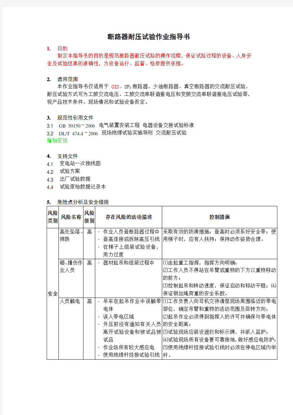 断路器耐压试验作业指导书