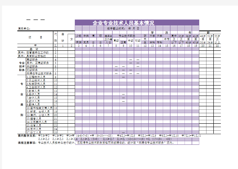 专业技术人员基本情况表