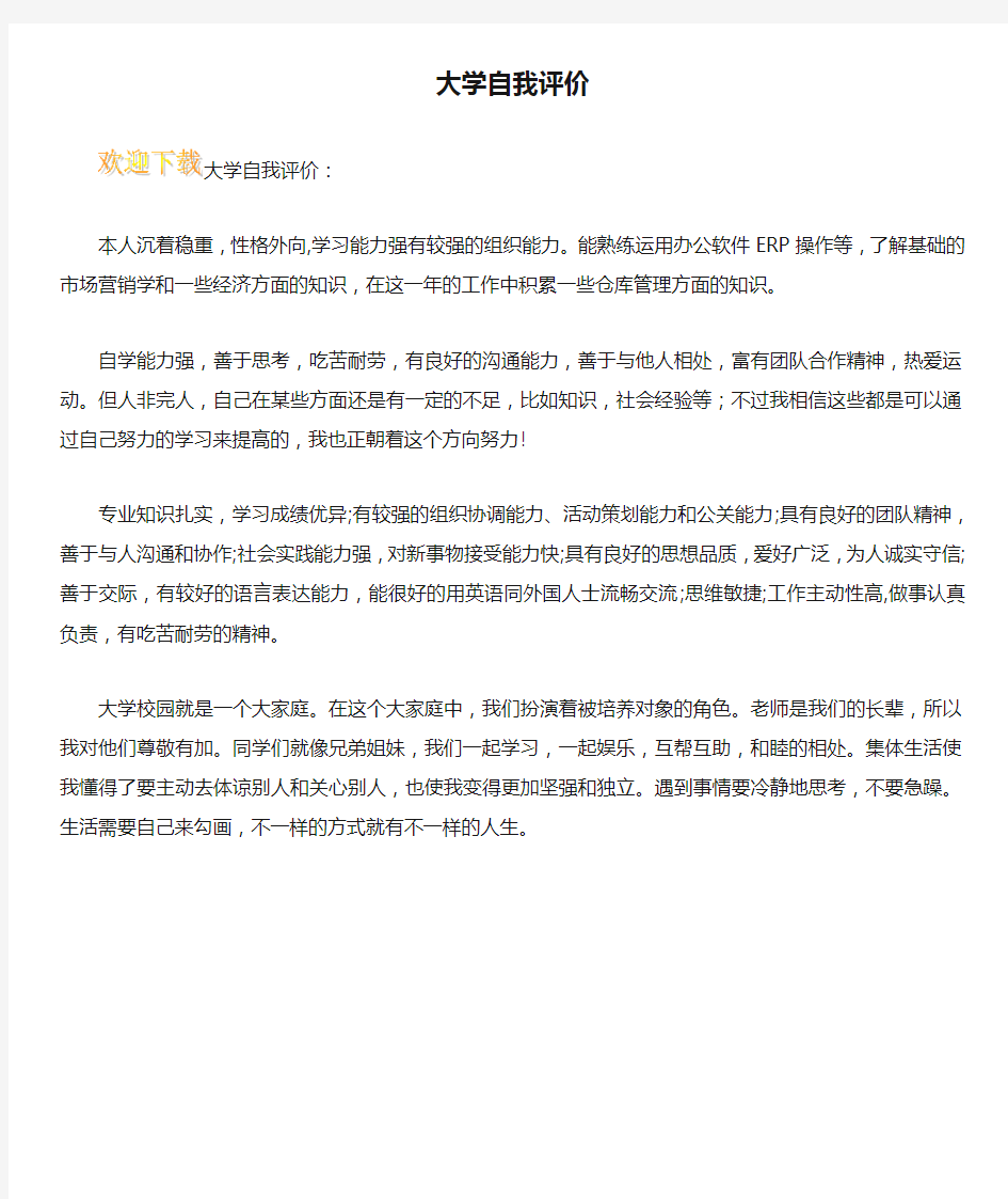 大学自我评价