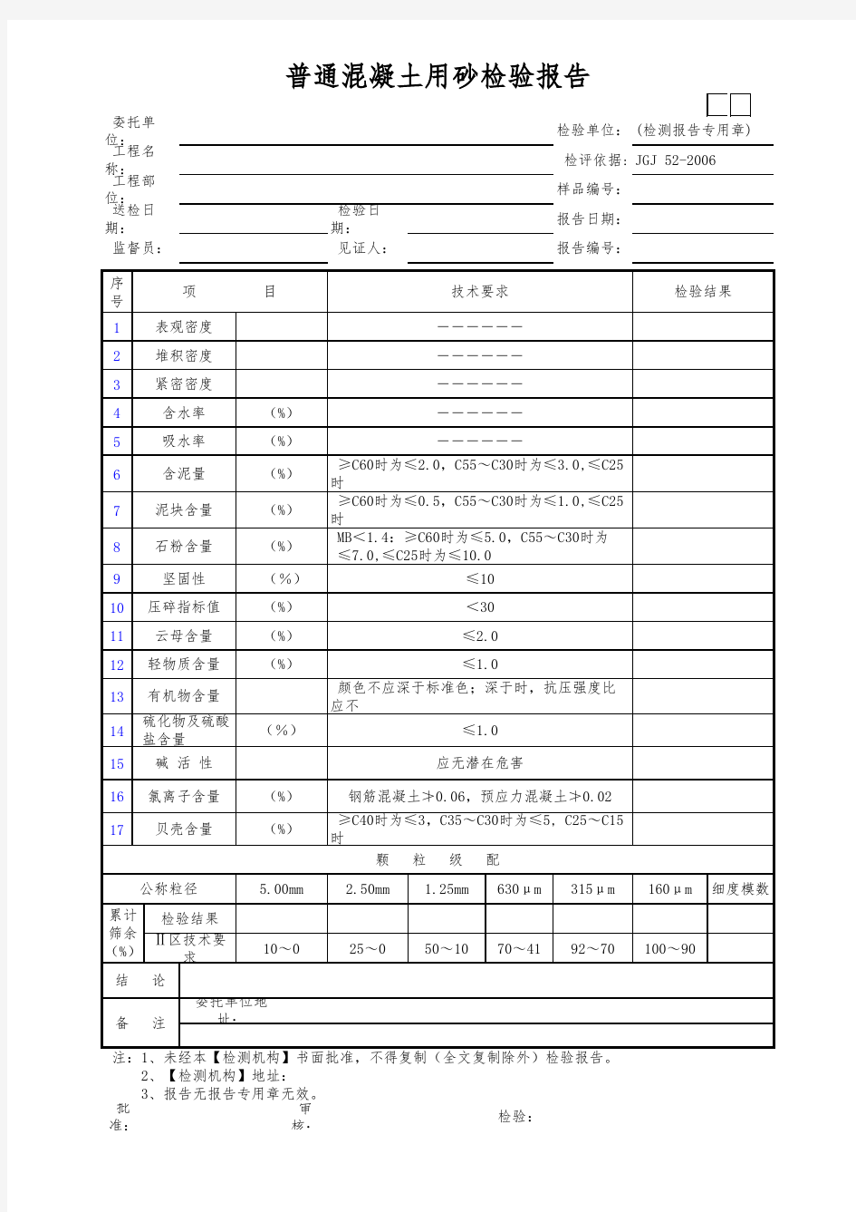 普通混凝土用砂检验报告