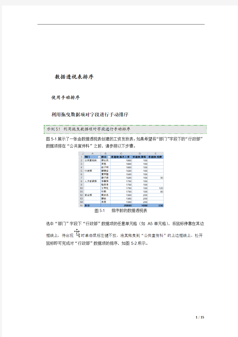 Excel2010 对数据透视表进行排序