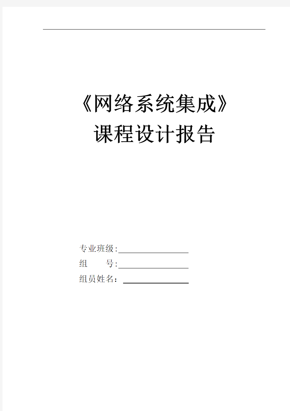 《网络系统集成》课程设计报告