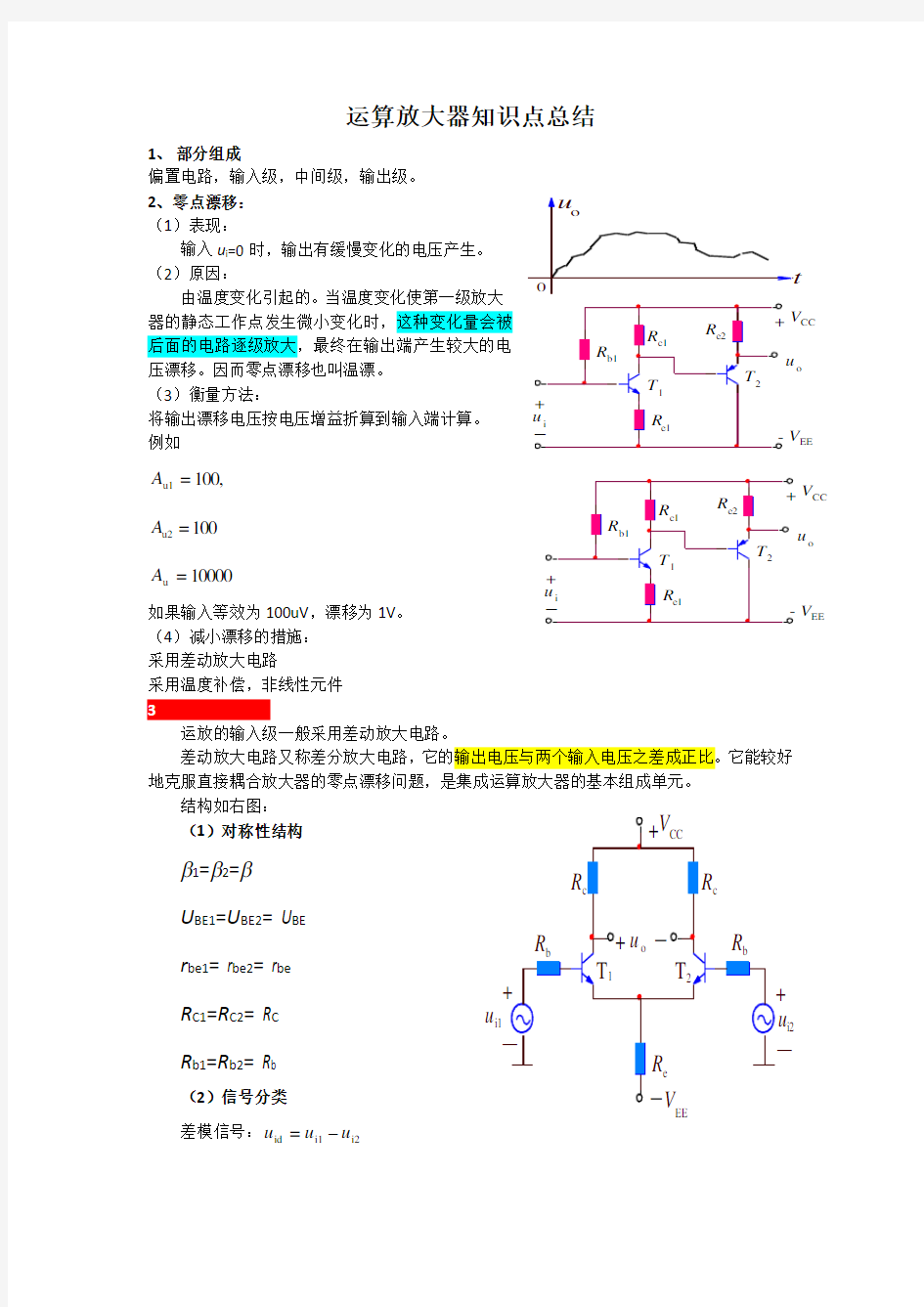 运算放大器知识点总结