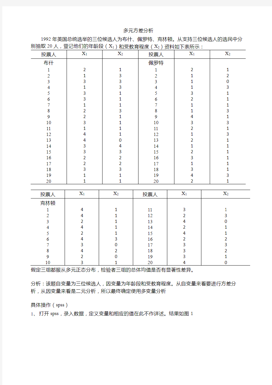 多元方差分析spss实例