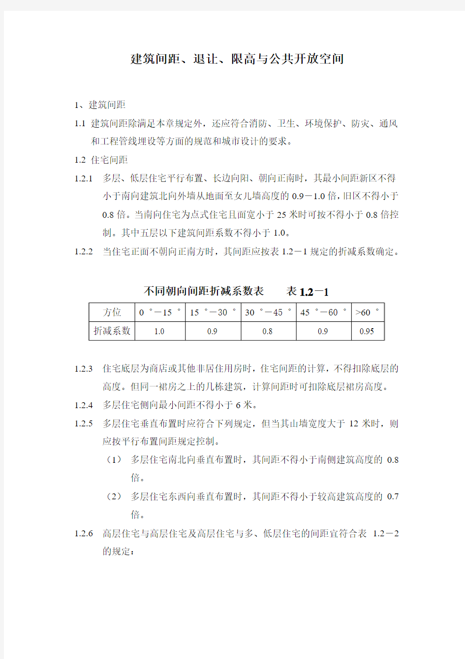 _建筑间距、退让、限高与公共开放空