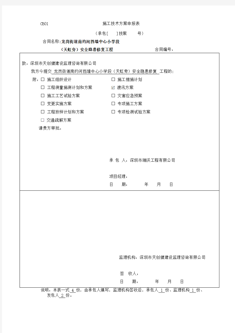 施工技术方案申报表1