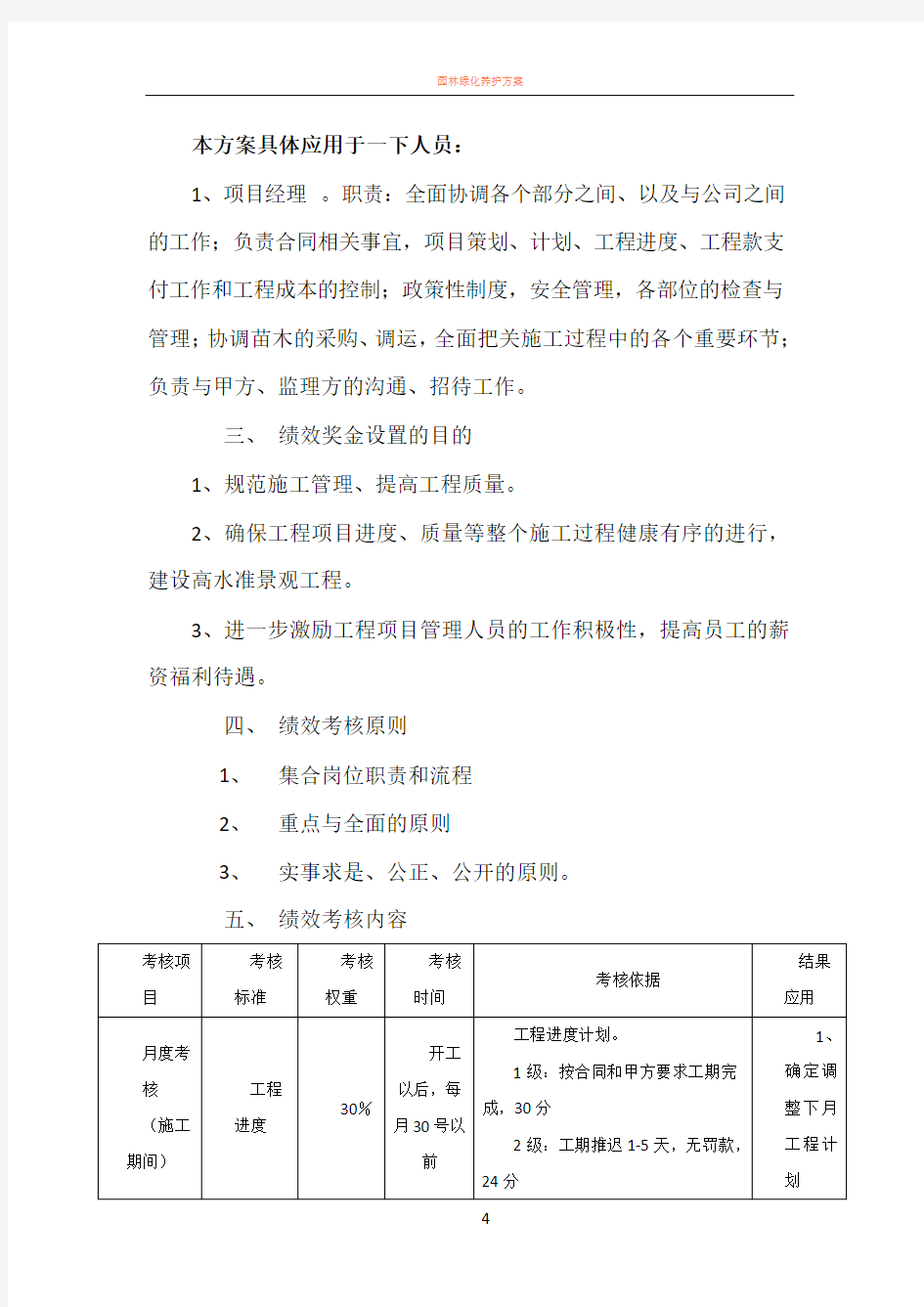 园林绿化公司-工程项目管理人员工资与绩效考核方案