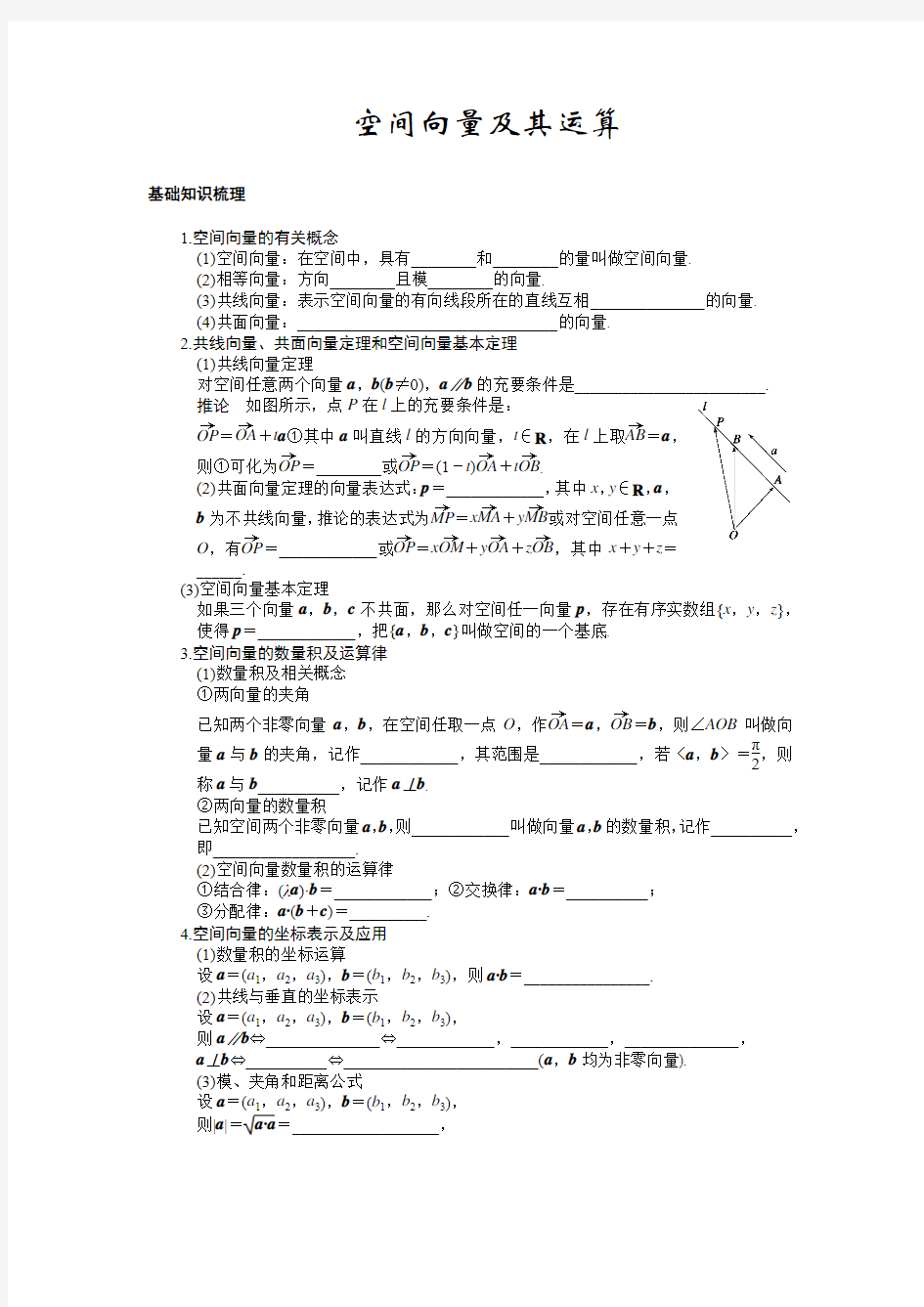 空间向量及其运算练习题