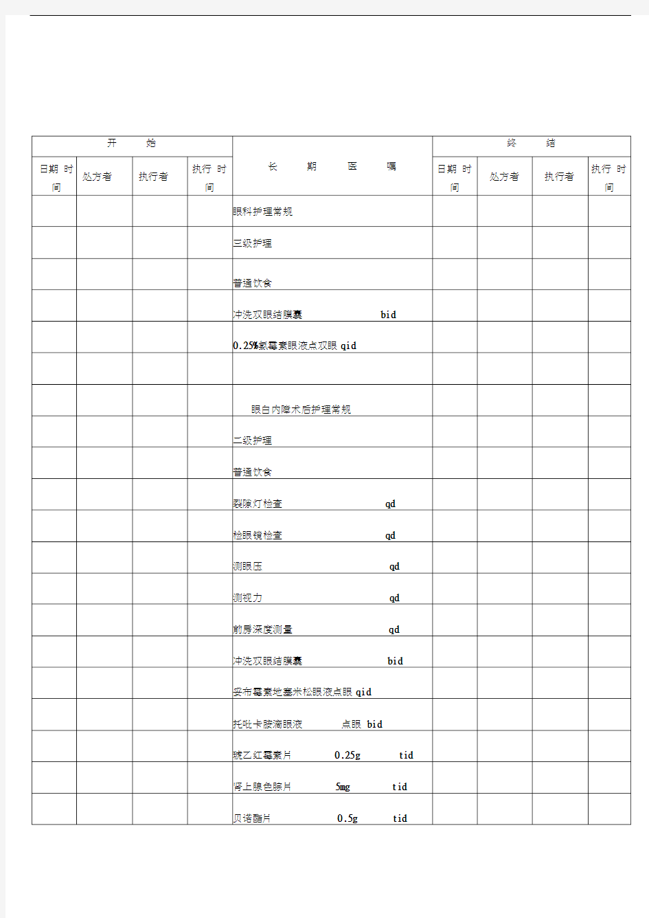 白内障病历模板